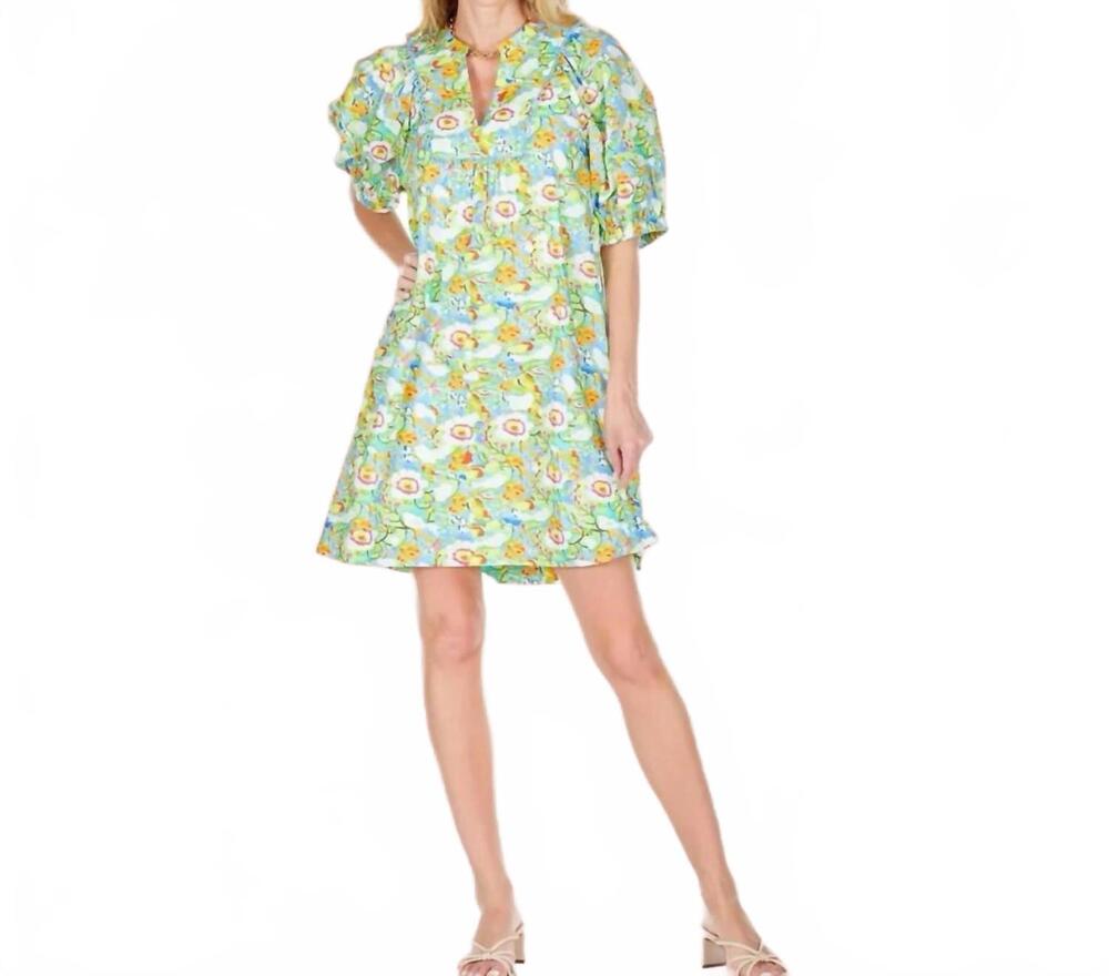 NEW JOY JOY mango blossom front yoke trim dress in multicolor